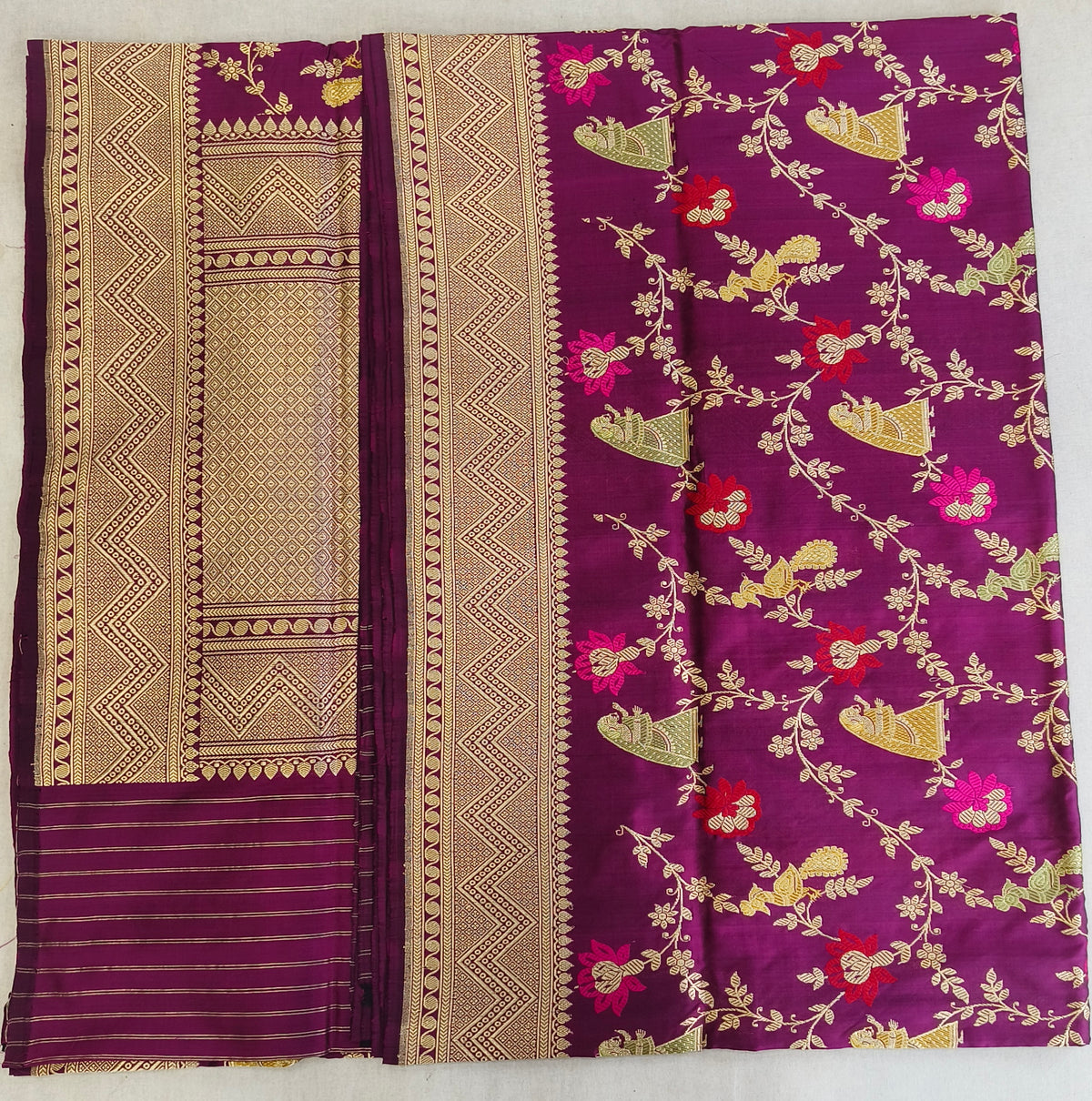 Rani Shikargah - Jamuni Purple Pure Katan Silk Handloom Banarasi Saree