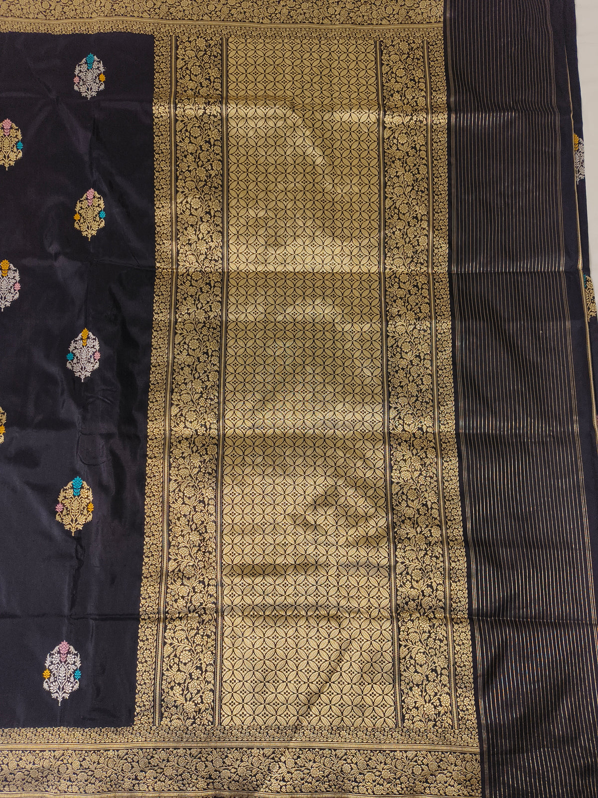 Exquisite Handwoven Pure Katan Silk Banarasi Saree in Black