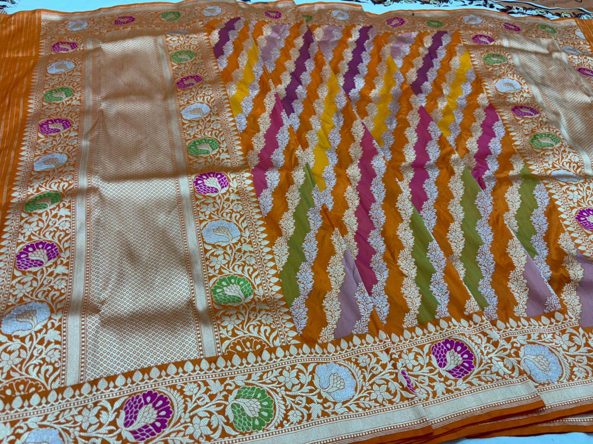 TANTVA - Sunset Rangkat Banarasi Pure Katan Silk Handloom Kadwa Dupatta