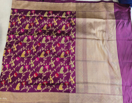 Rani Shikargah - Jamuni Purple Pure Katan Silk Handloom Banarasi Saree